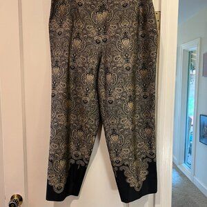 Black and gold fully lined brocade pants Size 14W